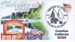 25-367, 2025, Date Meets Zip, Crestline CA, Event Cover, Pictorial Cancel, 92325