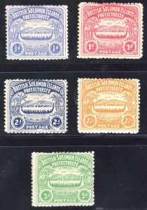 MOMEN: BRITISH SOLOMON ISLANDS SC #1-5 1907 MINT OG H £175 LOT #66269