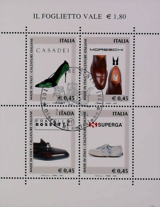 2004 Calzature Foglietto Usato Annullo FDC Italian Footwear Used Sheet 14812