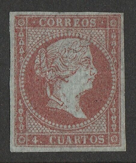 SPAIN 1855 Queen 4c carmine on bluish paper Edifil cat €375