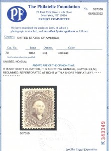 USA #78a Mint Fine Artfully Regummed And Reperfed At Right **With Certificate** 