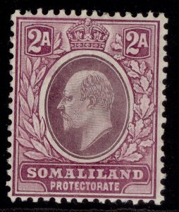 SOMALILAND PROTECTORATE EDVII SG47a, 2a dl & brt purple LH MINT. Cat £24. CHALKY