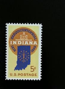1966 5c Indiana Statehood, 150th Anniversary Scott 1308 Mint F/VF NH