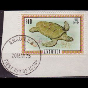 ANGUILLA 1972 - Scott# 160 Green Turtle FD $10 Used