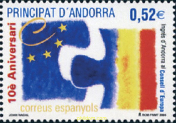 157823 MNH ANDORRA. Admón española 2004 10 ANIVERSARIO DEL INGRESO DE ANDOR...