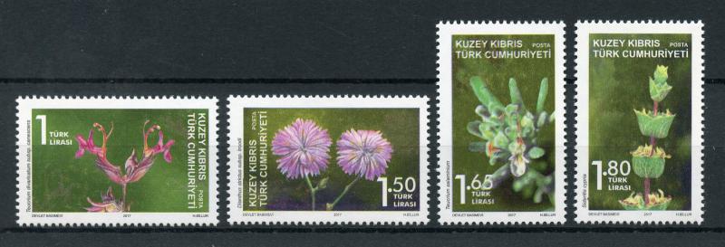 Turkish Northern Cyprus 2017 MNH Endemic Plants 4v Set Flowers Nature Stamps