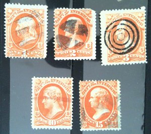 US Scott #O15-17&19,21 - Interior - Official Lot - Used - 1873