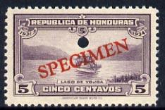 Honduras 1931 Boat on Lake Yojoa 5c unmounted mint optd S...