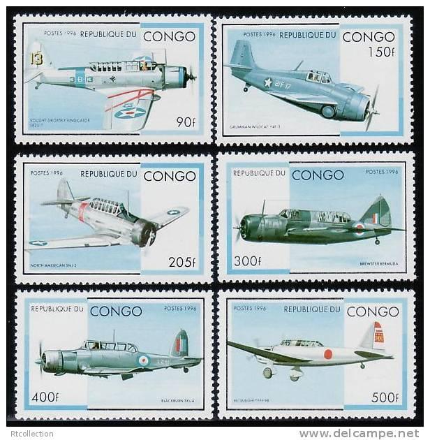 Congo 1996 Military Aircraft Transport Plane WW2 Sc1127-1132