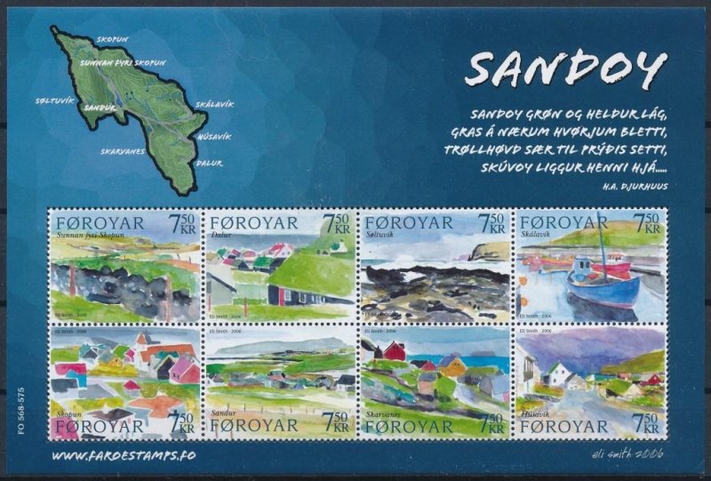 Faroe Islands 2006 #477 MNH. Sandoy, art, map