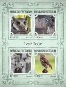 GUINEA - 2017 - Owls - Perf 4v Sheet - Mint Never Hinged