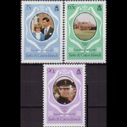 TURKS & CAICOS 1981 - Scott# 486A-8A R.Wed.New colors Set of 3 NH