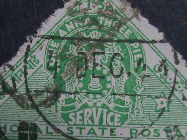 ​INDIA-BHOPAL-1941 -SC#O45  82 YEARS OLD-ARMS OF BHOPAL-FANCY CANCEL VERY FINE