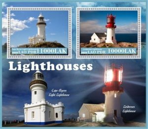 Stamps. Architecture, Lighthouses 2022 year 1+1 sheets perf  Laos