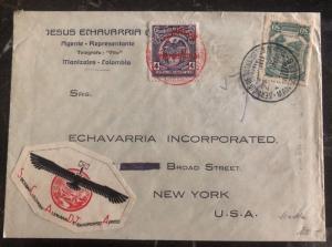 1926 Manizales Colombia Airmail Commercial cover to New York USA Germany Airways