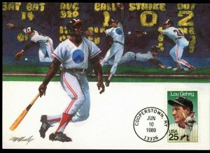 US FDI 2417 Baseball Sport Lou Gehrig 1989 Fleetwood Cachet Maximum Card