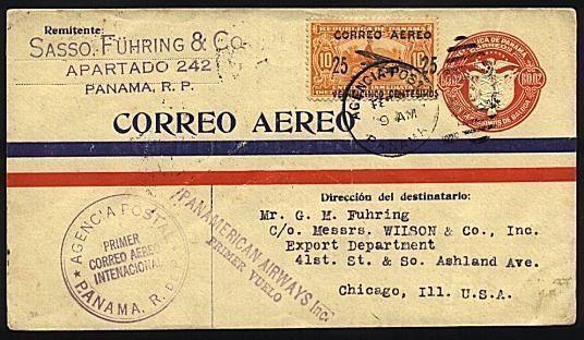 PANAMA 1929 first flight cover PanAm to Chicago............................19978