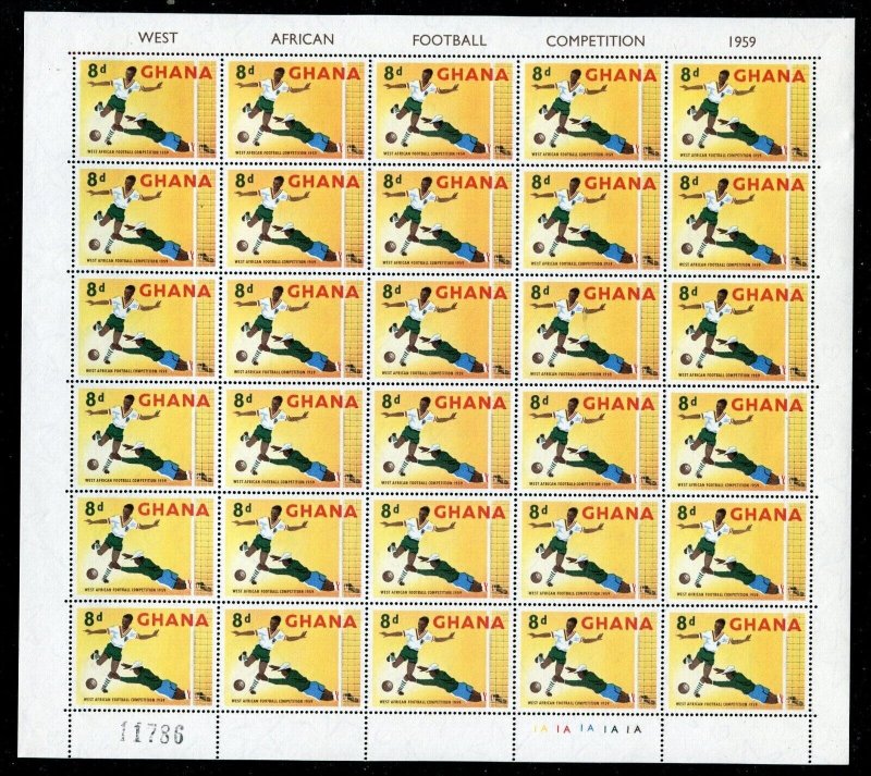 Ghana 61 - 65 Soccer Football Championships Sheets of 30 Stamps MNH 1959