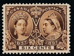 CANADA 55 USED VF, LIGHT CANCEL 6c JUBILEE