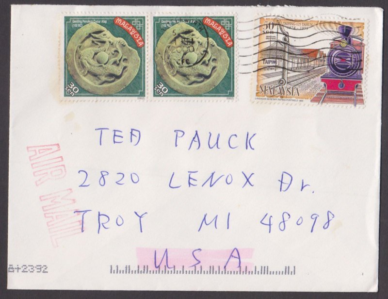 MALAYSIA - 2000 AIRMAIL ENVELOPE TO USA WITH STAMPS