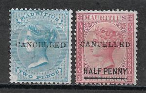 MAURITIUS 1863-76 Cancelled Overprints.