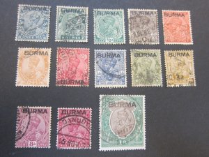 Burma 1937 Sc 1-13 FU