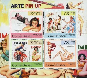 Pin Up Art Stamp Hedy Lamarr Jane Russell Enoch Bolles S/S MNH #5498-5501