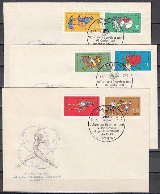 German Dem. Rep. Scott cat. 1834-1837, B183-184. Youth Games. 3 First day covers
