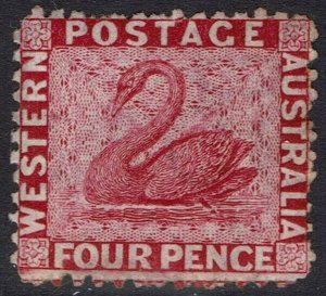 WESTERN AUSTRALIA 1864 SWAN 4D WMK CROWN CC PERF 12½ 