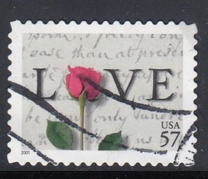 United States 2001 Sc#3551 Rose and Love Letter Used