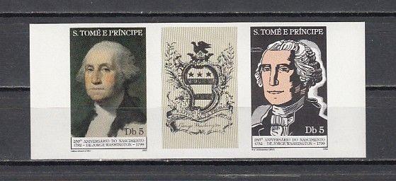 St.Thomas, Scott cat. 662-663. President George Washington, IMPERF Gutter. ^