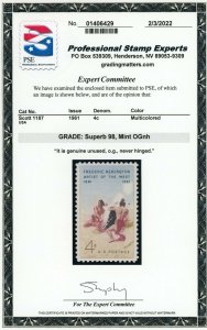 US Stamp #1187 Frederic Remington 4c, PSE Cert - SUP 98 - MOGNH - SMQ $90.00 