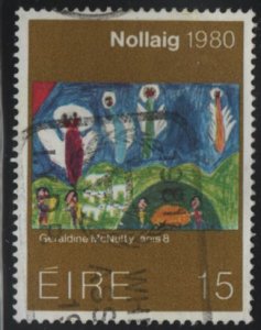 Ireland 1980 used Sc 490 15p  Drawing by Geraldine McNult Christmas