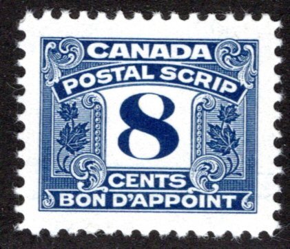van Dam FPS48, MNH, 8c blue, VF/XF, Canada Postal Scrip Third Issue