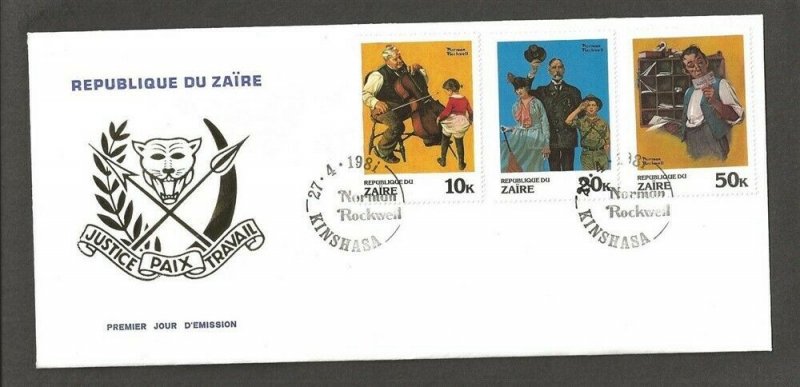 1981 Zaire Rockwell paintings Boy Scout FDC