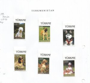 TURKMENISTAN - 1997 - Dogs - Perf 6v Set - M L H - Private Issue