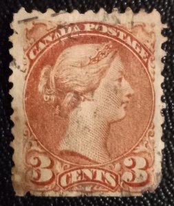 Canada 37b Used VF Copper - Indian Red Sm perf faults (1870):
