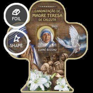 GUINE BISSAU 2016 SHEET MOTHER TERESA DE CALCUTA ORCHIDS FLOWERS gb16810b