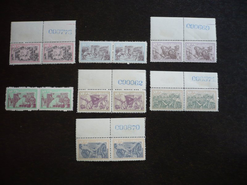 Stamps - Cuba - Scott# 794- 800 - Mint Hinged Set of 7 Stamps in Pairs