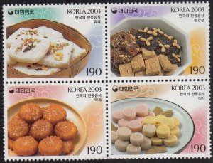 South Korea 2003 MNH Sc #2126 Food 190w Dasik, Yeot Gangjeong, Yakgwa, Yugwa