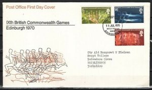 Great Britain, Scott cat. 639-641. Commonwealth Games issue. First Day Cover. ^