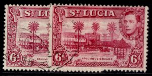 ST. LUCIA GVI SG134 + 134a, 6d SHADE VARIETIES, FINE USED. 