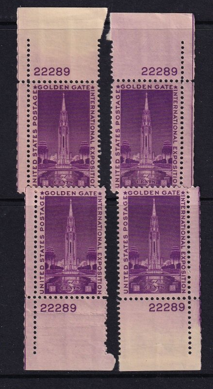 1939 Golden Gate Expo Sc 852 MNH matched set 22289 , all 4 positions (B