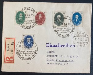 1957 Berlin East Germany DDR First Day Cover FDC To Dessau 250 Anniversary