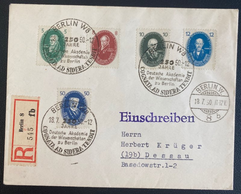 1957 Berlin East Germany DDR First Day Cover FDC To Dessau 250 Anniversary