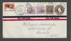 WX68 1933 Xmas Seal On Cover From Tulsa OK Airmail Cover Paying 8c Rate