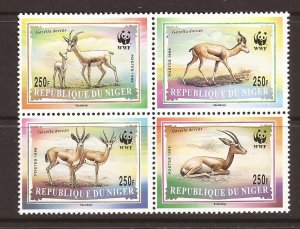 1998 Niger - Sc 983-6 - MNH VF - Block of 4 - WWF - Gazella dorcas