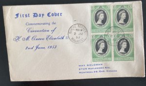 1953 Mauritius First Day Cover QE II Queen Elizabeth coronation To Canada