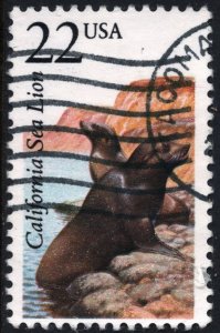 SC#2329 22¢ North American Wildlife: California Sea Lion (1987) Used