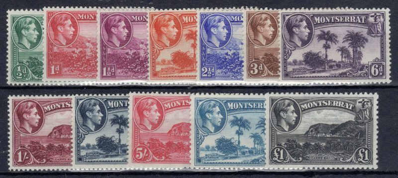 Montserrat 1938-48 set to £1 perf 12 and 13 MLH/MH